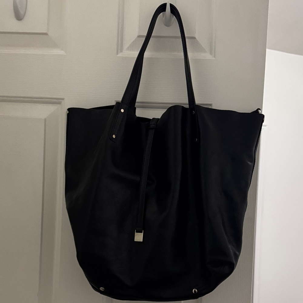 Authentic Tiffany and Co. Reversible Black Tote Bag with detachable pouch